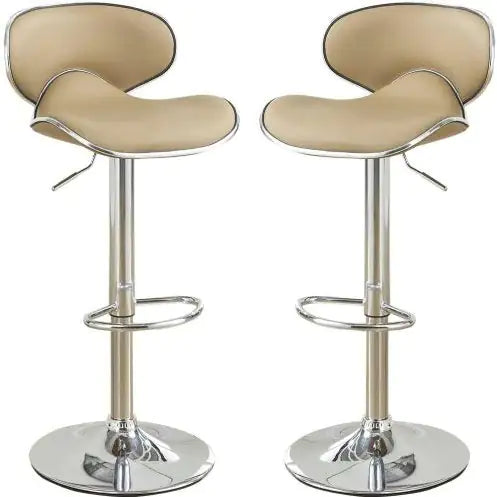 Chic Brown Faux Leather Adjustable Bar Stools - Set of 2