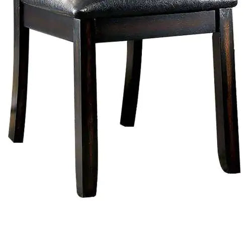 Transitional Dining Room Side Chairs Set Of 2pc Chairs Only Brown Cherry Unique Curved Back Espresso Leatherette Padded Seat