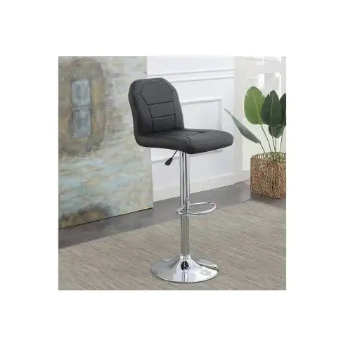 Modern Black Leather Bar Stool Pair