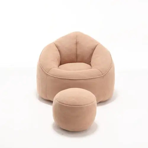 Cozy Tan Bean Bag Chair with Footrest