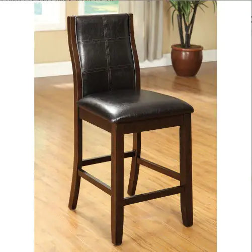Transitional Dining Room Side Chairs Set Of 2pc Chairs Only Brown Cherry Unique Curved Back Espresso Leatherette Padded Seat