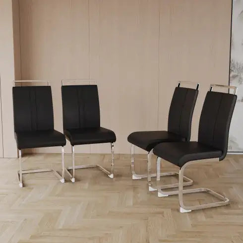 Chic C-Line Faux Leather Dining Chairs - Set of 2