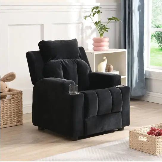 Kids Recliner Chair Black PVC
