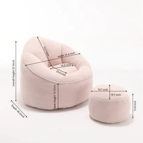 Cozy Pink Bean Bag Chair with Footrest