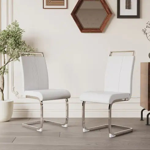 Chic C-Line Faux Leather Dining Chairs - Set of 2