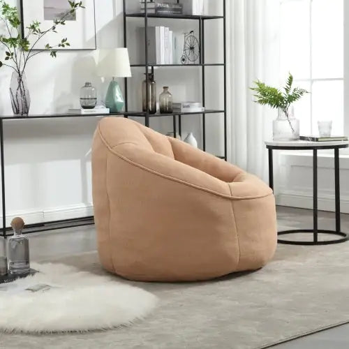 Cozy Tan Bean Bag Chair with Footrest