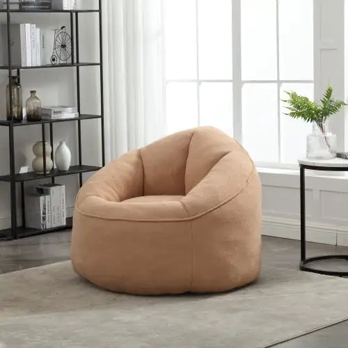 Cozy Tan Bean Bag Chair with Footrest