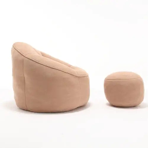 Cozy Tan Bean Bag Chair with Footrest