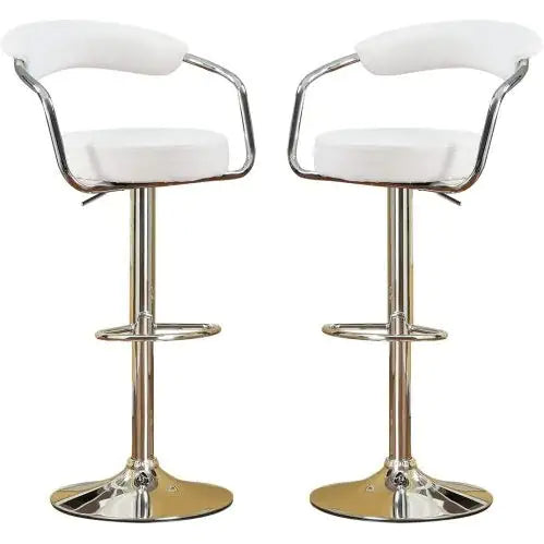 Chic White Adjustable Bar Stools - Set of 2