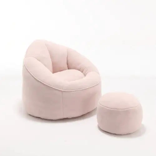 Cozy Pink Bean Bag Chair with Footrest