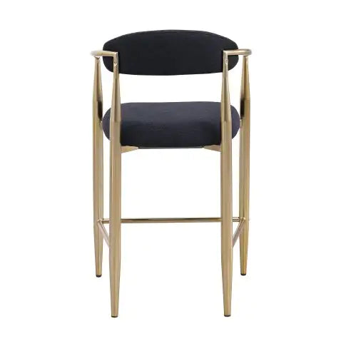 Modern Boucle Bar Stools Set Of 2 Modern Upholstered Bar Height Barstools Vintage High Island Chairs With Metal Frame Back Arms For Kitchen Home Pub Dining Room