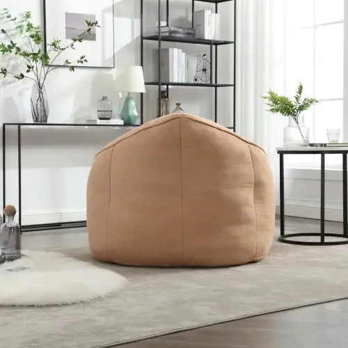 Cozy Tan Bean Bag Chair with Footrest