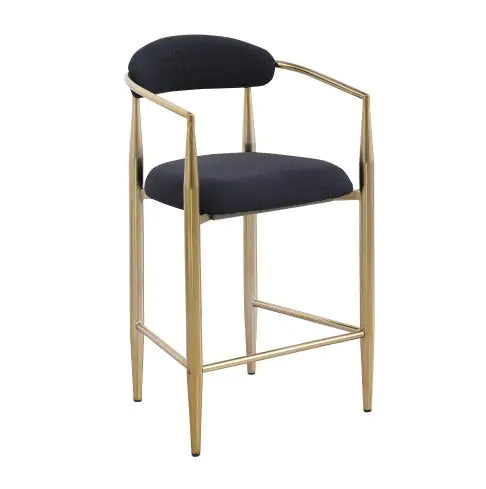 Modern Boucle Bar Stools Set Of 2 Modern Upholstered Bar Height Barstools Vintage High Island Chairs With Metal Frame Back Arms For Kitchen Home Pub Dining Room