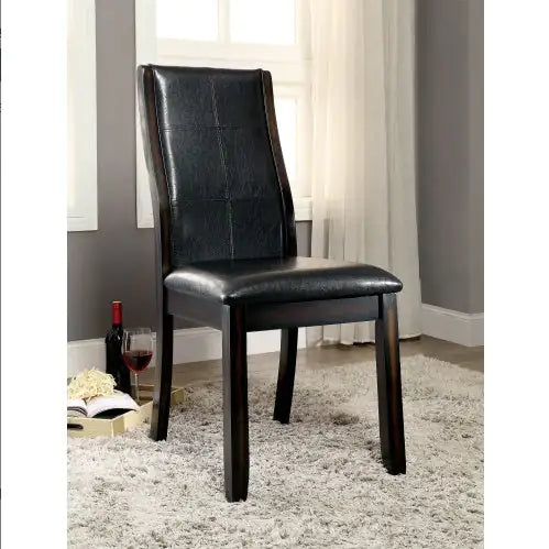 Transitional Dining Room Side Chairs Set Of 2pc Chairs Only Brown Cherry Unique Curved Back Espresso Leatherette Padded Seat