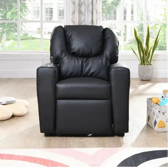 Kids Recliner Chair Black PVC