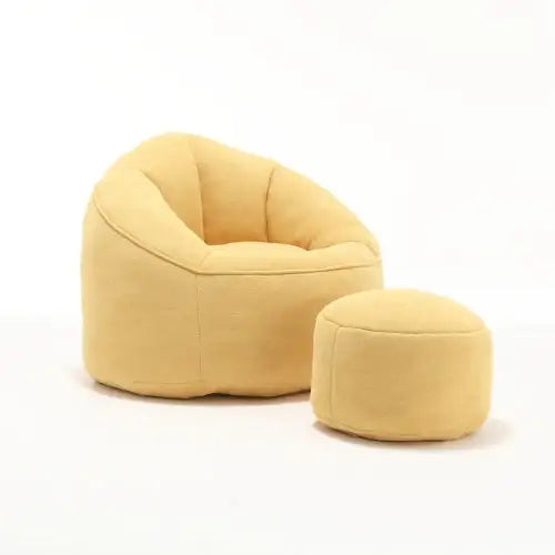 Cozy Yellow Bean Bag Chair with Footrest