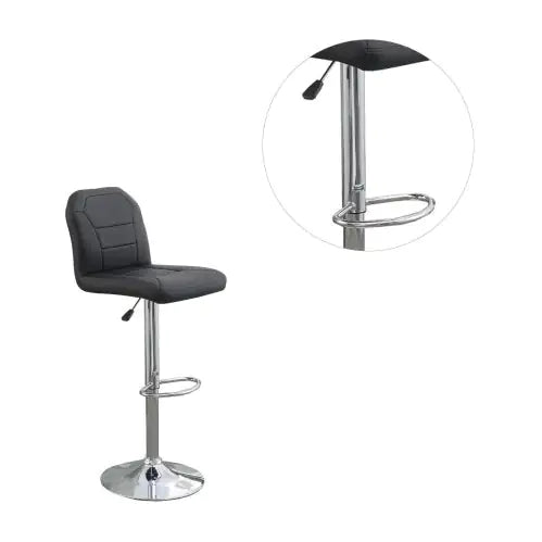 Modern Black Leather Bar Stool Pair