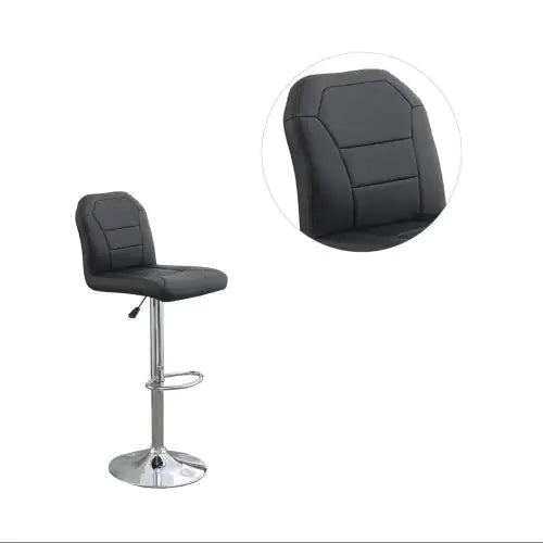 Modern Black Leather Bar Stool Pair