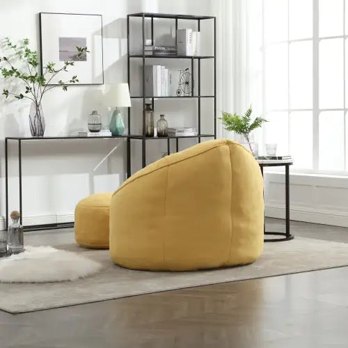Cozy Yellow Bean Bag Chair with Footrest