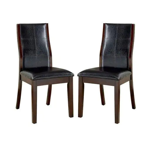 Transitional Dining Room Side Chairs Set Of 2pc Chairs Only Brown Cherry Unique Curved Back Espresso Leatherette Padded Seat