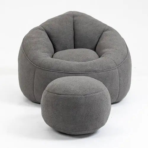 Cozy Grey Bean Bag Chair with Footrest
