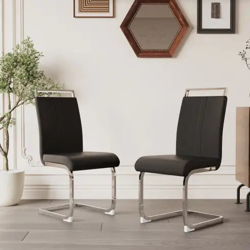 Chic C-Line Faux Leather Dining Chairs - Set of 2