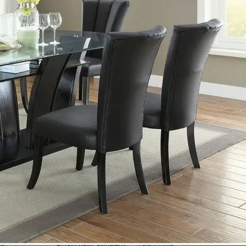 Chic Black Faux Leather Dining Chairs - Set of 2