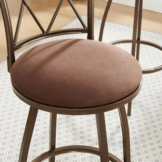 Rustic Brown Bar Chair Duo with Footrest