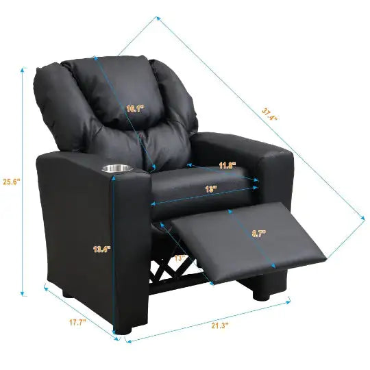 Kids Recliner Chair Black PVC