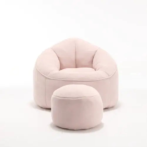 Cozy Pink Bean Bag Chair with Footrest