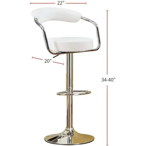 Chic White Adjustable Bar Stools - Set of 2