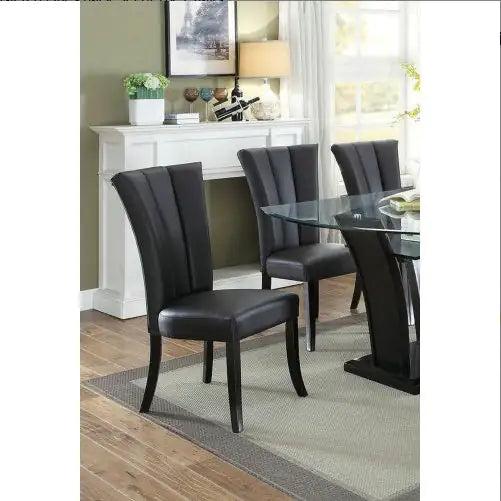 Chic Black Faux Leather Dining Chairs - Set of 2