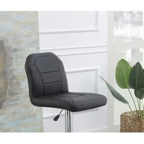 Modern Black Leather Bar Stool Pair