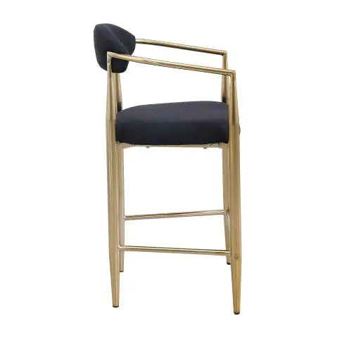 Modern Boucle Bar Stools Set Of 2 Modern Upholstered Bar Height Barstools Vintage High Island Chairs With Metal Frame Back Arms For Kitchen Home Pub Dining Room