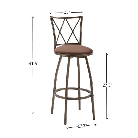 Rustic Brown Bar Chair Duo with Footrest