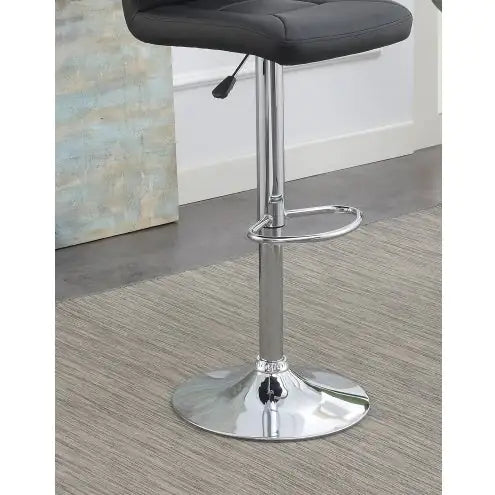 Modern Black Leather Bar Stool Pair