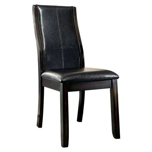 Transitional Dining Room Side Chairs Set Of 2pc Chairs Only Brown Cherry Unique Curved Back Espresso Leatherette Padded Seat