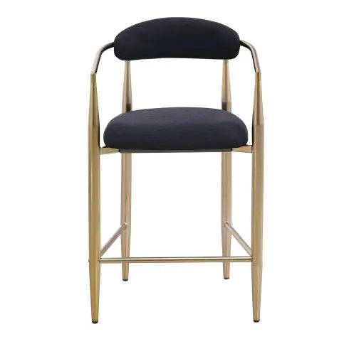 Modern Boucle Bar Stools Set Of 2 Modern Upholstered Bar Height Barstools Vintage High Island Chairs With Metal Frame Back Arms For Kitchen Home Pub Dining Room