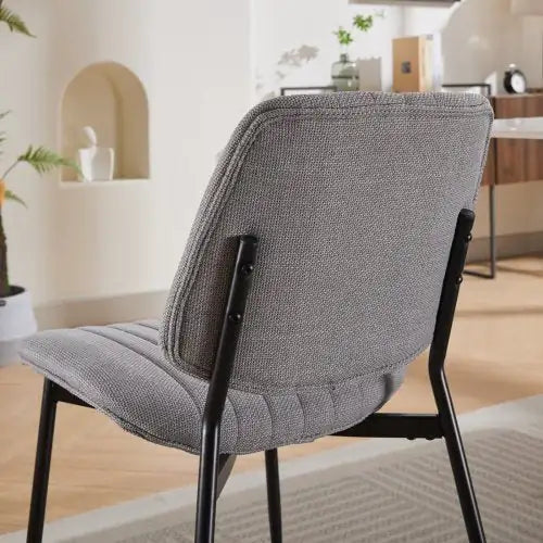 Dining Chairs Set Of 2 Modern Retro Linen Chair With Bentwood Back Upholstered Seat Metal Legs Adjustable Foot For Kitchen Dining Room Chairs