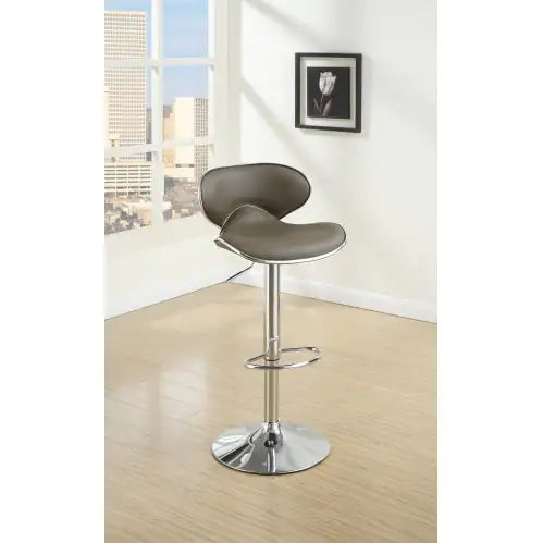 Chic Brown Faux Leather Adjustable Bar Stools - Set of 2