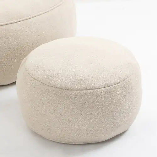 Cozy Beige Bean Bag Chair with Footrest