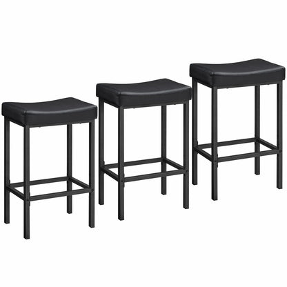 CozyHoob Bar Chair Trio: Cushioned Saddle Seats, Black