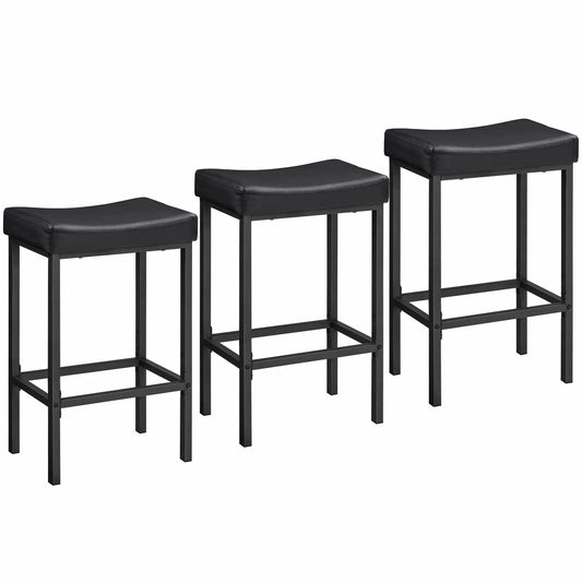 CozyHoob Bar Chair Trio: Cushioned Saddle Seats, Black