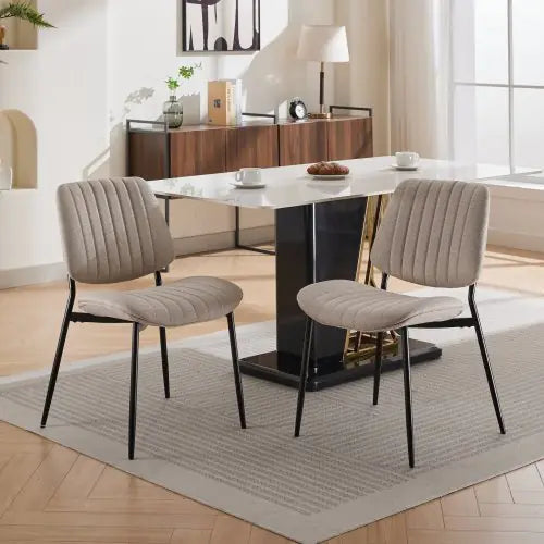 Chic Retro Linen Dining Chairs 2-Piece Set