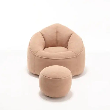 Cozy Tan Bean Bag Chair with Footrest