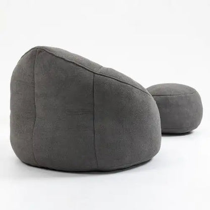 Cozy Grey Bean Bag Chair with Footrest