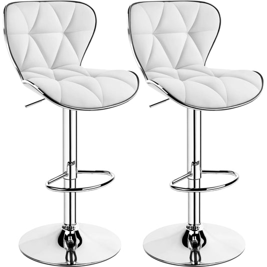 Yaheetech Chic Shell Back Bar Stools - Set of 2 - White
