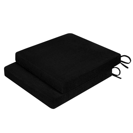 cozyide Square Chair Cushions for Dining Chairs 2 Pack Kitchen Chair Cushions with Adjustable Ties and Non-Slip Bottom 16" x 16" Chair Pads for Dining Room Chairs Black