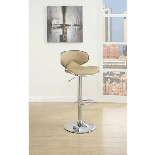 Chic Brown Faux Leather Adjustable Bar Stools - Set of 2