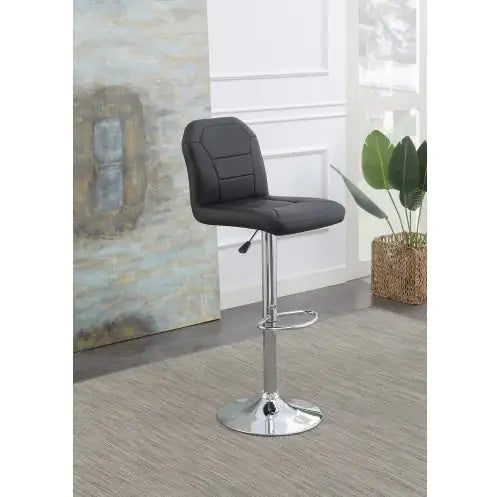 Modern Black Leather Bar Stool Pair